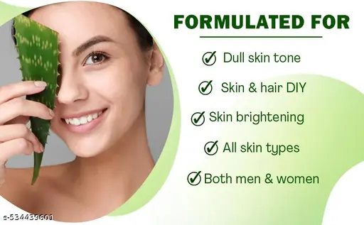 In this photo, a wooden spoon is filled with clear aloe vera gel, placed on a white surface. Beside it, there are freshly cut aloe vera leaves, with the thick, juicy gel visible inside the open leaf segments. The gel looks pure and natural, emphasizing its use for skin care and natural healing. The image gives a clean, organic, and refreshing feel, perfectly representing the soothing and hydrating properties of aloe vera gel for skin.
